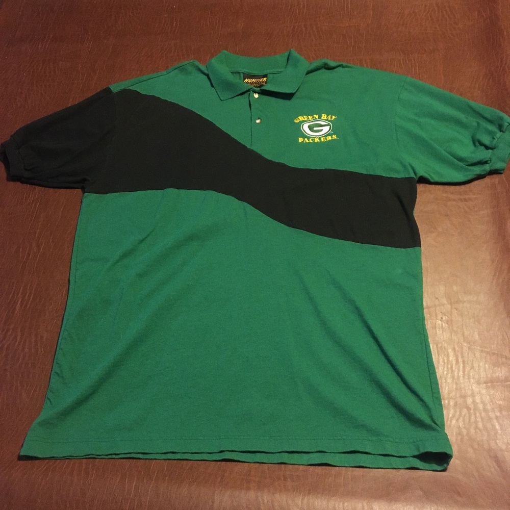 Rare Vtg Packers Colorblock Polo XL